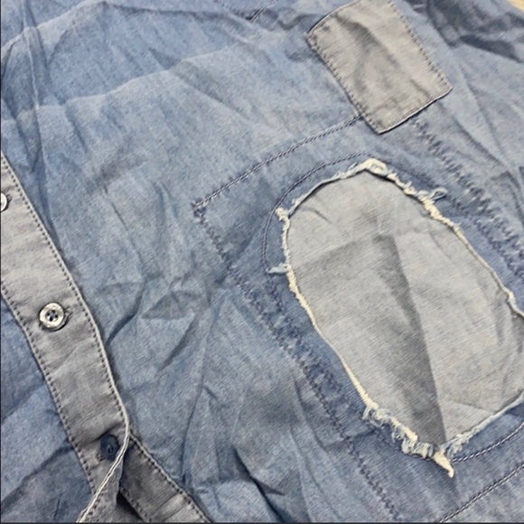 WILDFOX Distressed Chambray Skirt - sz S - Picture 4 of 6